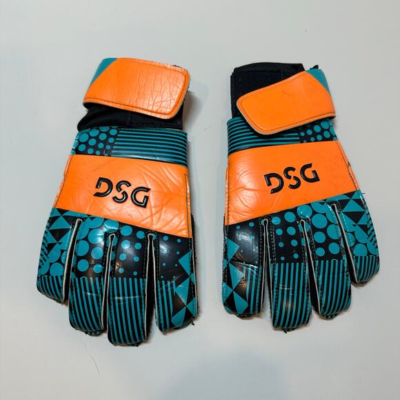 DSG Avon Keeper Gloves Goalie Goalkeeper Size 7 Orange Blue - Picture 1 of 6